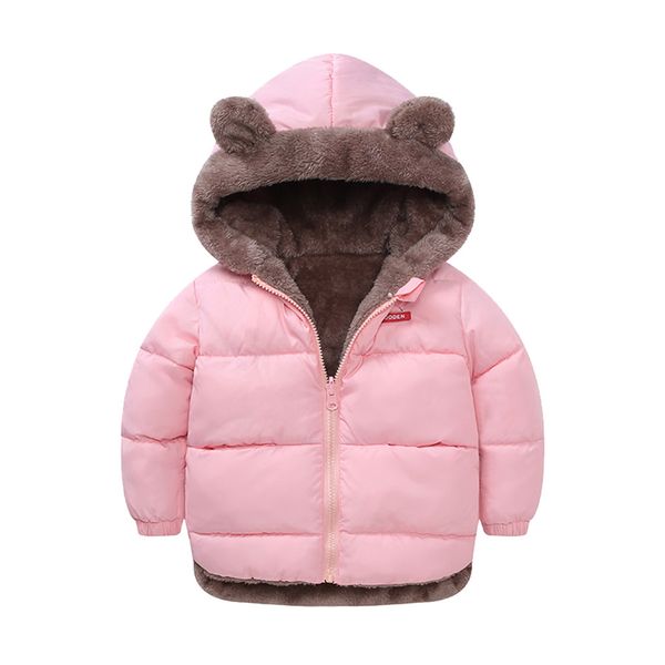 

toddler baby boy girl winter warm bear ears hooded windproof coat kid children fashion thicken outwear wear on both sides jacket, Blue;gray