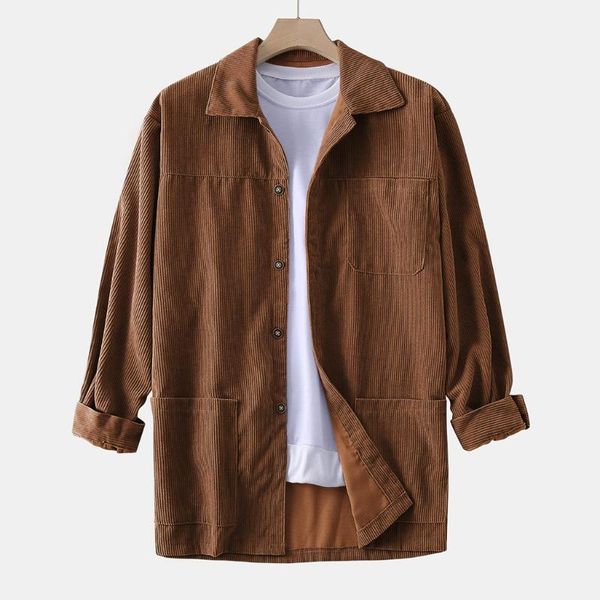 

мужчины пальто 2020 весна осень вельветовые пальто повседневная с длинным рукавом твердые топы верхняя одежда casaco masculino herrenjacke, Black;brown