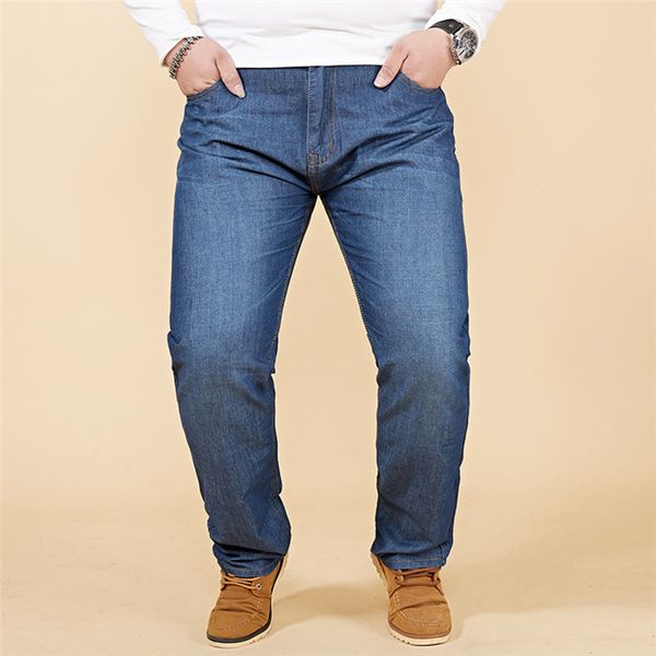 

men classic straight baggy jeans new summer male blue casual regular fit denim pants big size 46 48 overalls for mens,3835