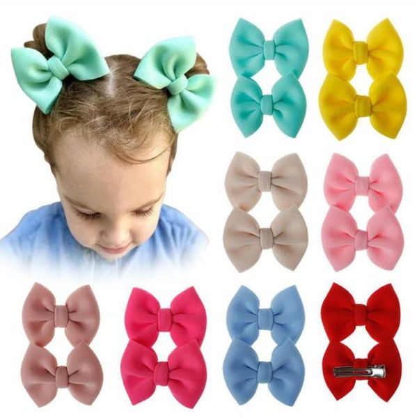

bow barrettes girls kids hair clips girls lovely bowknot elastic cute polyester headwear 18 colors kid hair accessories byp658, Slivery;white