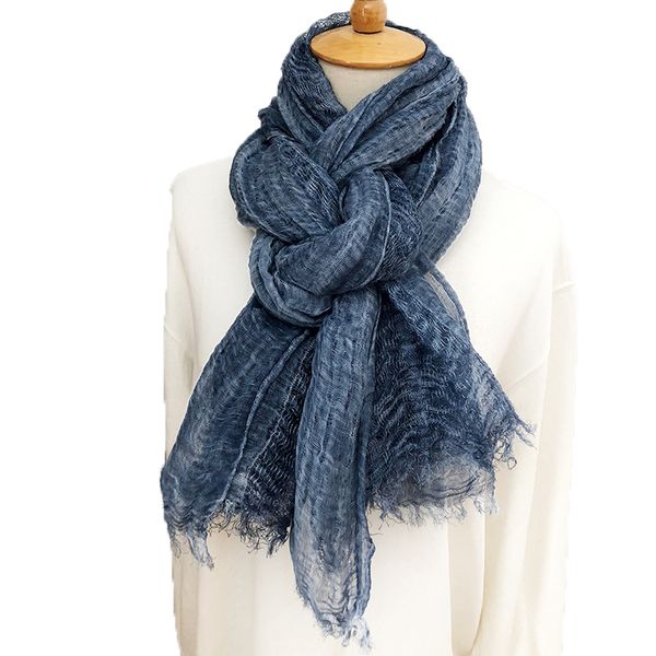 

2020 new spring winter scarf cotton and linen solider color long women's scarves shawl fashion men scarf, Blue;gray