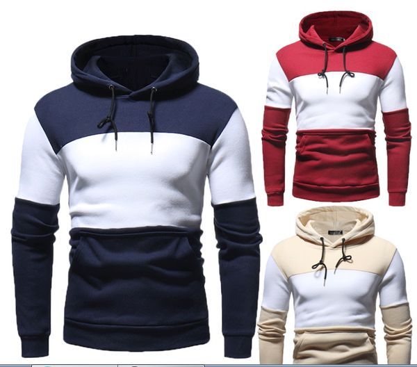 

men's clothing splicing large size hooded protective clothes autumn and winter new men's jackets with head grabbing velvet jackets, Black