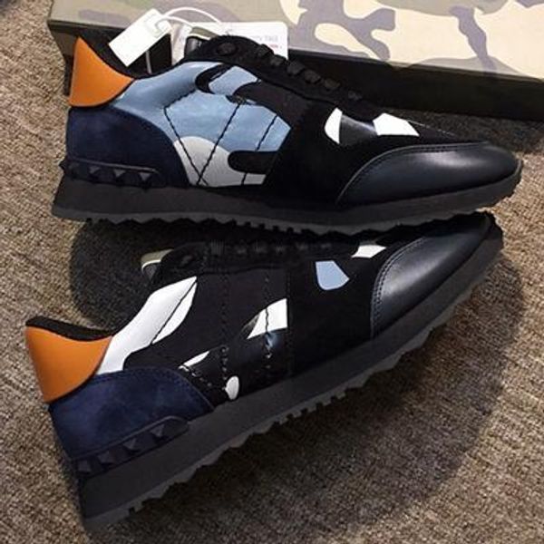 

wholesale mens women designer shoes real leather luxury camouflage brand sneaker fashion rubber stud off white shoes 19 colors lll