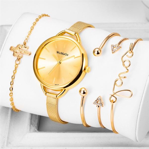 

5pcs set sale bangle watches women ladies big dial wristwatches fashion luxury diamond quartz dress clock relogio feminino, Slivery;brown