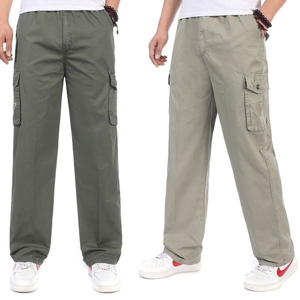 

summer thin section new style men's trousers casual pants plus-sized menswear loose-fit workwear middle-aged dad 40, White;black