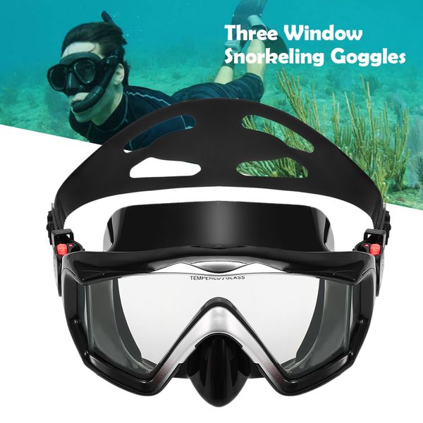 

three-window panoramic snorkeling scuba dive mask anti-fog snorkeling goggles mask with breath dry snorkel tube for diving