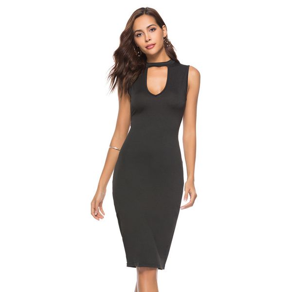 

женские дизайнерские сексуальные полые платья без рукавов dressln06, Black;gray