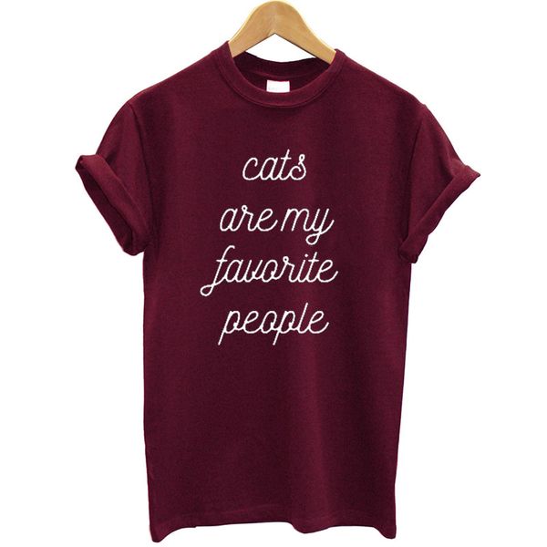 

cats are my favorite people letter printed women t shirt cotton short sleeves funny summer streetwear tshirt women tees, White