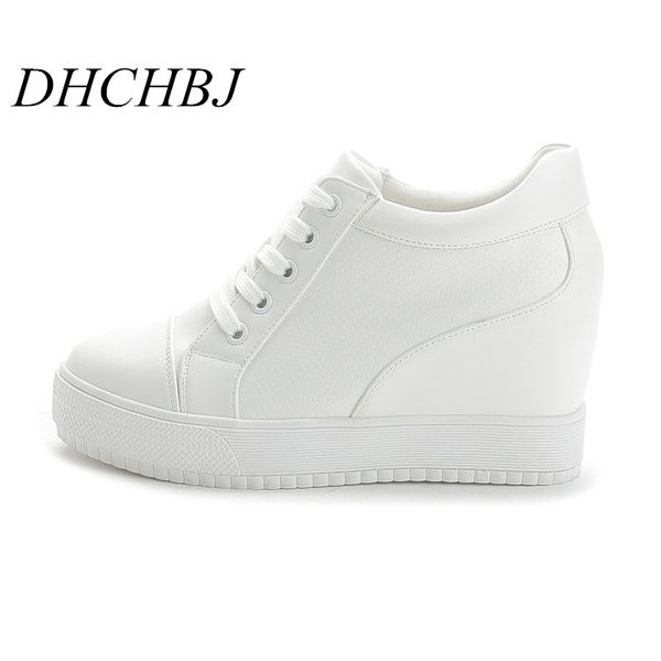 

women sneakers 2019 spring autumn high heels ladies casual shoes women wedges platform shoes female thick bottom trainers, Black