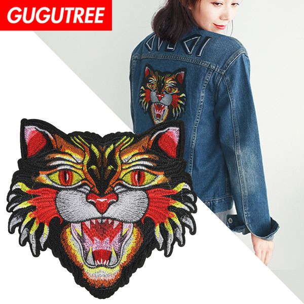 

gugutree embroidery big tiger patch animal cartoon patches badges applique patches for clothing dxl-74, Black