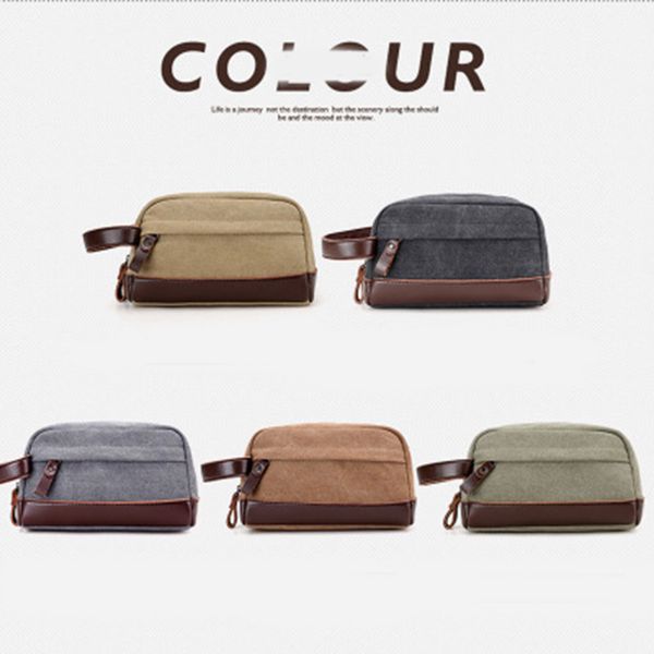 

men travel toiletry bag canvas leather makeup organizer shaving storage pouch -shipping