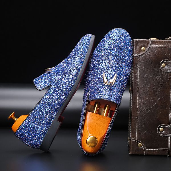 

shoes male sharp paillette male shoe youth tassels pendant shoes, Black