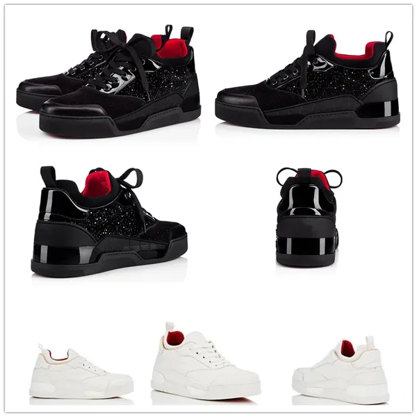 

new black aurelien flat sneakers men women sneakers red bottom shoes men double color rivets low wholesale size 39-453e89#