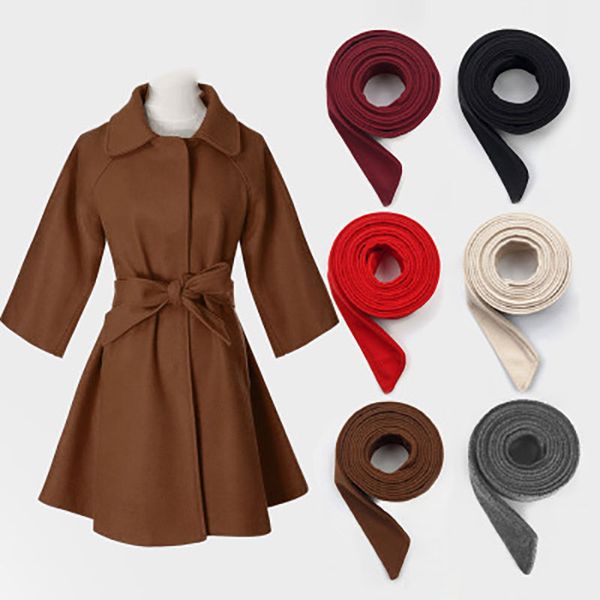 

women girls woolen waist belt jacket belt solid color wide waist band for new overcoat accessories, Black;brown