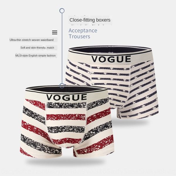

2 men's men's four-legged fashionable under underpants and personalized mid-waist breathable modier cotton youth boxer pants gift, Black;white