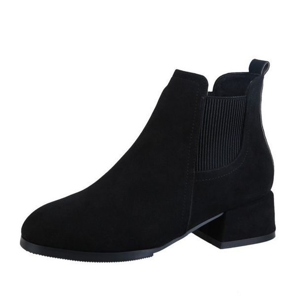 

2019 autumn winter boots women camel black ankle boots for women thick heel slip on ladies shoes bota feminina 35-41