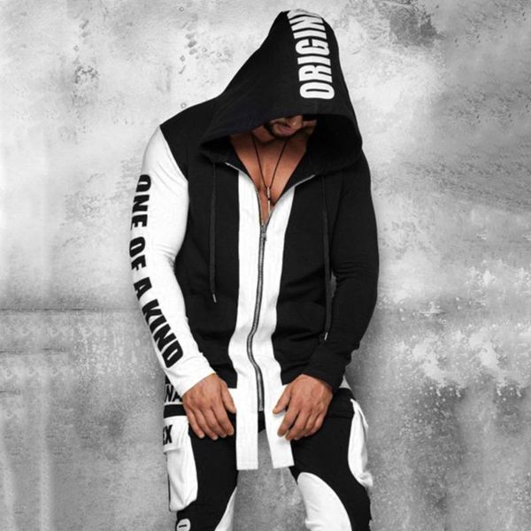 

2020 new arrival joint tracksuit men's solid sets casual sports suit spring autumn men sportswear zipper hoodie+pants training, Gray