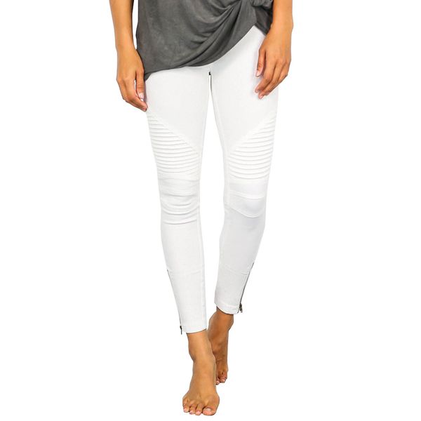 

2018 skinny fashion jeans for women slim fit white denim pants with zippers high waisted pencil pants, Blue