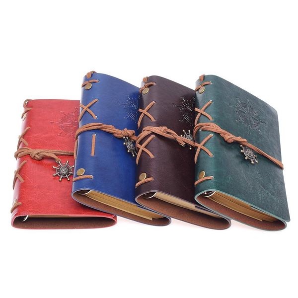 

Spiral notebook diary notepad vintage pirate anchor pu leather note book replaceable tationery gift traveler journal