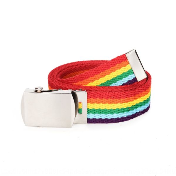 

children's casual personality trend seven-color rainbow color medium and large children's belt roller buckle y adjust the belt, Black;brown