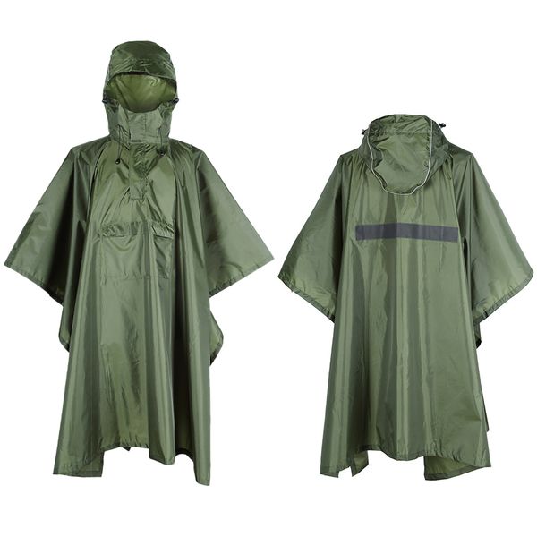 

men women raincoat waterproof rainwear rain coat rainproof poncho with reflective stripe camping fishing motorcycle rain poncho, Blue;black