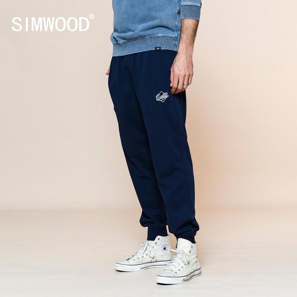 

simwood 2020 summer new jogger sweatpants men logo embroidered tracksuit plus size comfortable causal pants trousers sj150212, Black