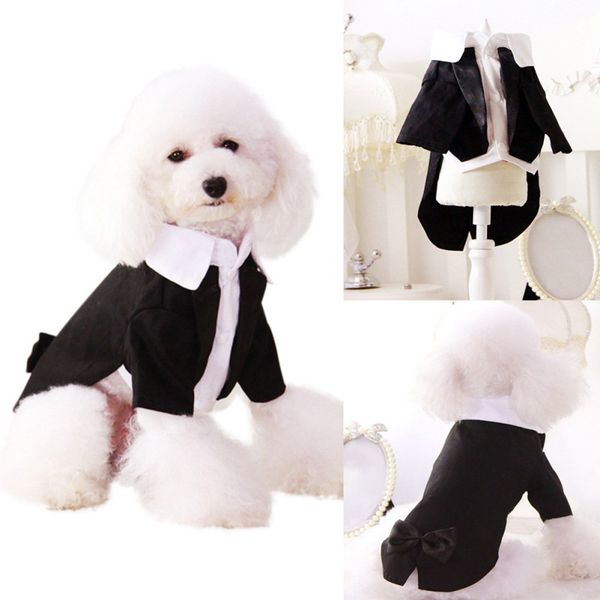 

pet small dogs coat clothes for wedding english style dogs gentlemen shirt with bow knot for puppy