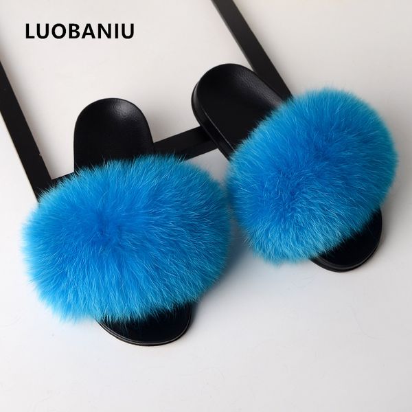 

2019 new fur slippers shoes women flat loafers shoes summer sandals sandale casual beach sandals fluffy plush, Black