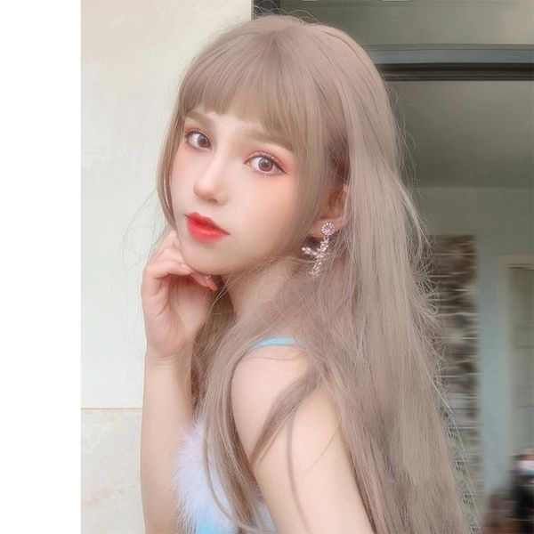 

лолита косплей принцесса вырезать воздушная челка длинные прямые молочный цвет милый повседневный волокно высокая термостойкость синтетическ, Black