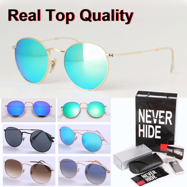 

3447 sunglasses men women brand design glass lens round sun glasses goggle with original box, packages, accessories, everything, White;black