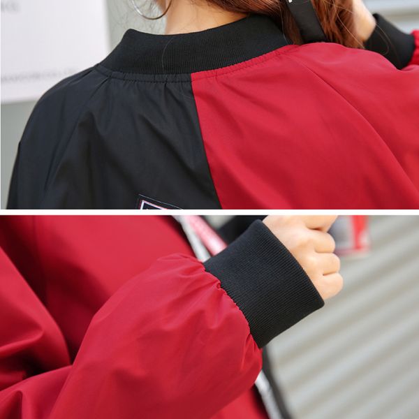 

fashion autumn color pasted girl bf baseball uniform jacket sport personality stitching coat mug88, Black;brown