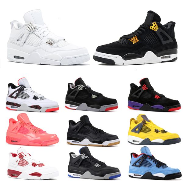

4 4s basketball shoes mens og bred for 2019 tattoo raptors white cement men designer trainer sports sneakers size 8-13 online sale