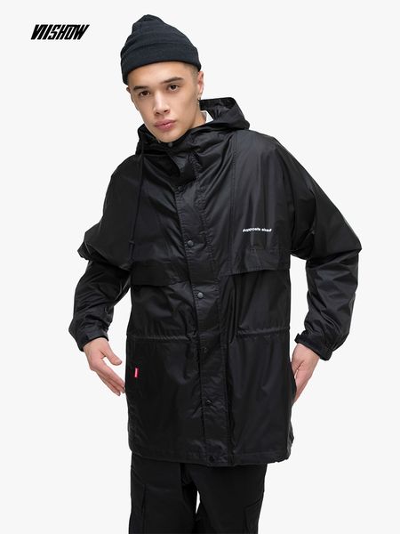 

viishow hooded trench coat men brand solid casual long men's coat 2019 new letter windproof jackets men's windbreaker fc1088191, Tan;black