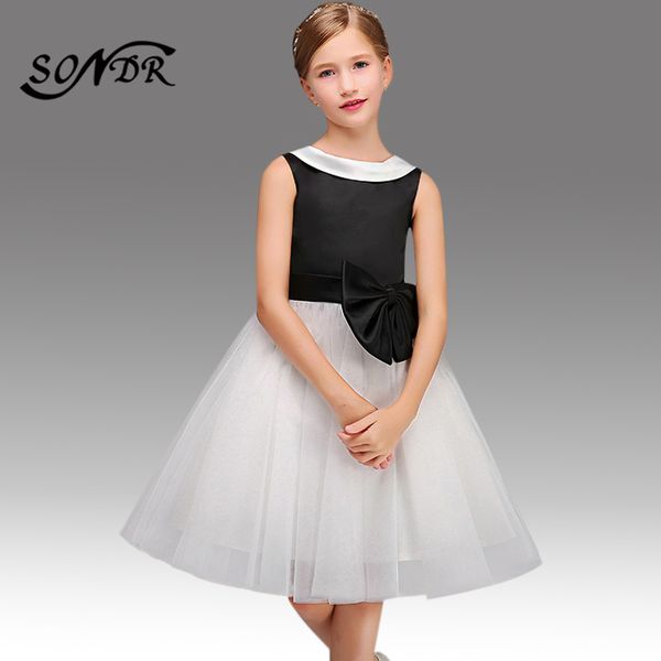 

лук платья девушки цветка ht120 элегантных черный белые заплатки девушки цветка для weddings 2020 o-образных вырез маленьких детей бальных п, Red;yellow