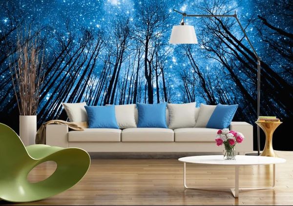 

wallpaper for walls 3 d for living room fantasy starry forest tv background wall