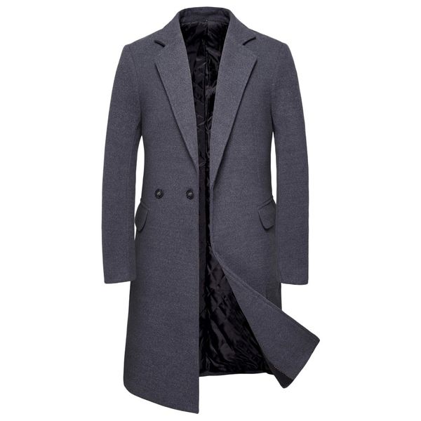 

muqgew 2019 clothing men's casual trench coat fashion business long slim overcoat jacket outwear jaqueta masculino, Black