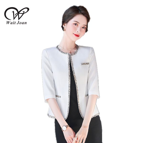 

spring summer elegant casual blazers suit plus size women's office suit o-neck sequined jacket ladies half sleeve blazer women, White;black