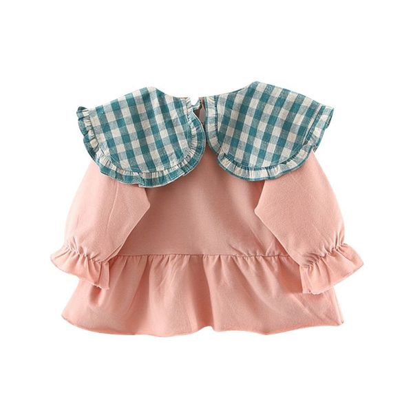 

1pc baby girl infant spring and autumn long sleeve plaid pattern doll collar dress cute casual fashion sweater dress, Red;yellow