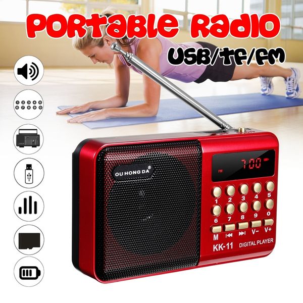 

mini portable radio handheld digital fm usb tf mp3 player speaker rechargeable