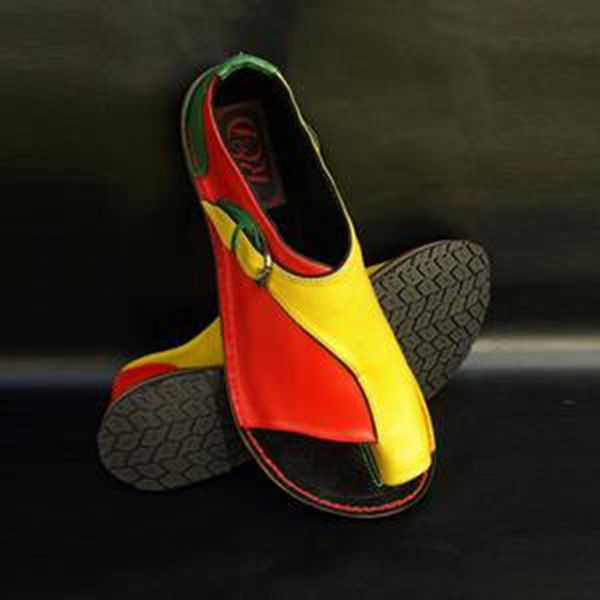 

adisputent women leather sandals plat flat shoes sole casual soft toe foot sandals color patchwork retro shoes, Black