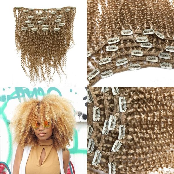 X3 Clip In European Blonde 613 Afro Kinky Curly Remy Hair 100