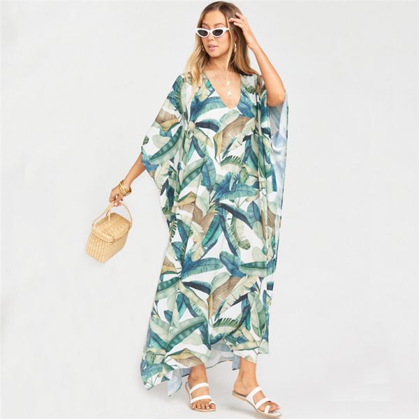 

beach dresses robe plage bathing suit cover ups beachwear tunic for the sarongs coverup new drying polyester leaf printed skirt, Blue;gray