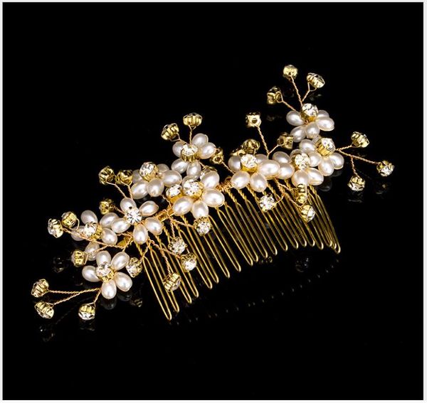 

handmade pearl rhinestone hair comb bridal tiara dress, Silver