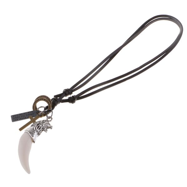 

vintage rock & roll style necklace pendant handmade gothic jewelry leather, Silver