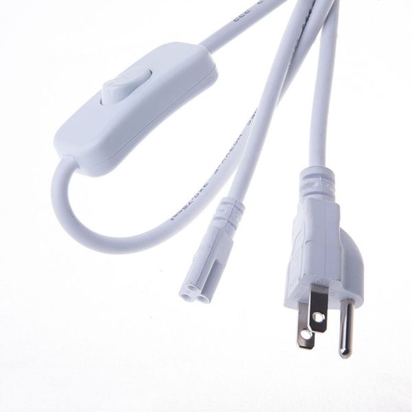 

3 Holes Power Cable with American Standard Plug T5 T8 Integrated Bracket Light Power Cord 1.8m Power Cord Connector with Button Switch