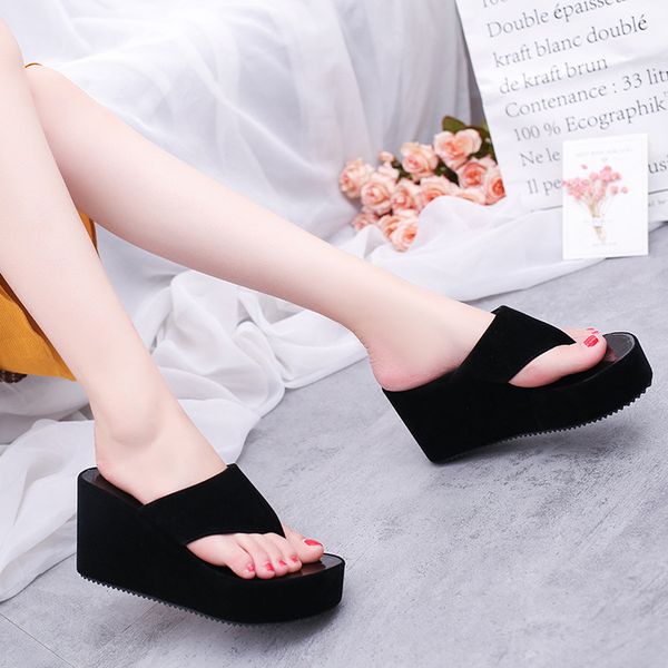 

slippers summer shoes woman casual sandals flat platform sandal woman slides crystal sandalias mujer chaussures slippers women, Black