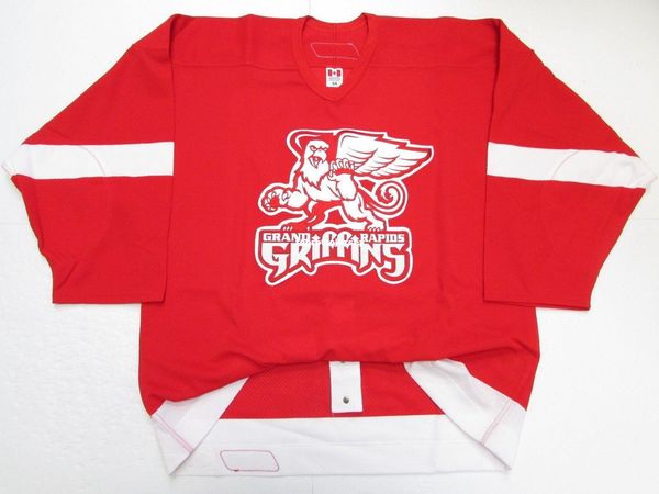 

custom grand rapids griffins ahl red team issued 6100 jersey stitch add any number any name mens hockey jersey xs-6xl, Black;red