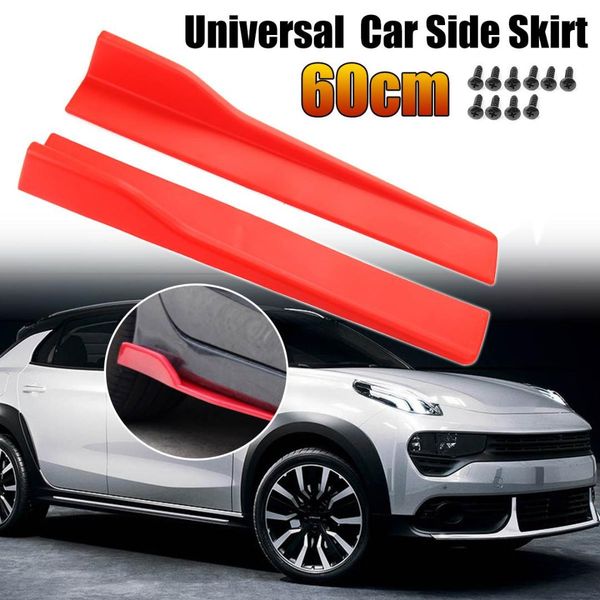 

60cm glossy black/red car body side skirts universal-car side skirt rocker splitters winglet wings bumper car bumper