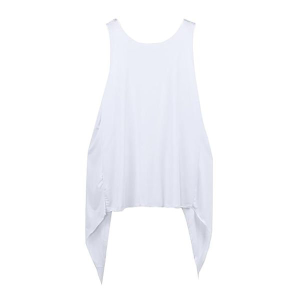 

k1 pcs women plus size sleeveless blouse casual tank backless breathable t shirts vest, White