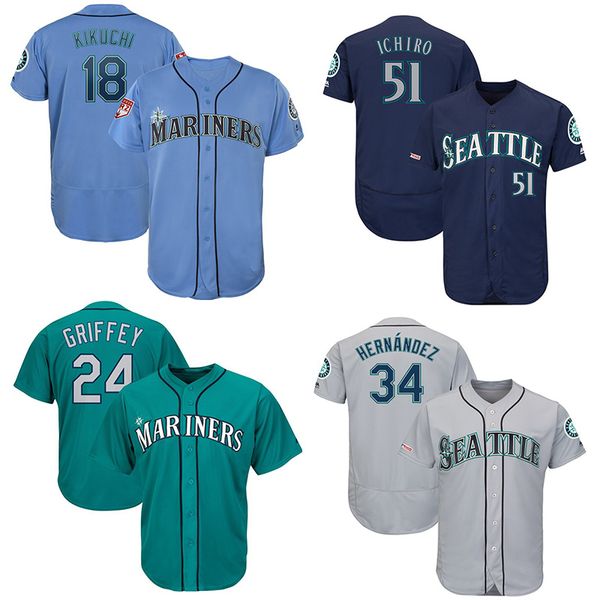 

Cu tom eattle men jer ey mariner player mitch haniger yu ei kikuchi ken griffey jr ichiro uzuki ba eball jer ey